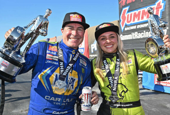 Ron Capps Maddi Gordon first win NHRA Norwalk NAPA Carlyle